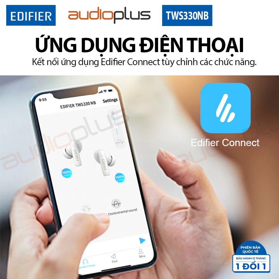 EDIFIER 330NB Tai nghe bluetooth - Chống ồn chủ động ANC - AI Khử ồn đàm thoại - Bản quốc tế - Bảo hành 12 tháng