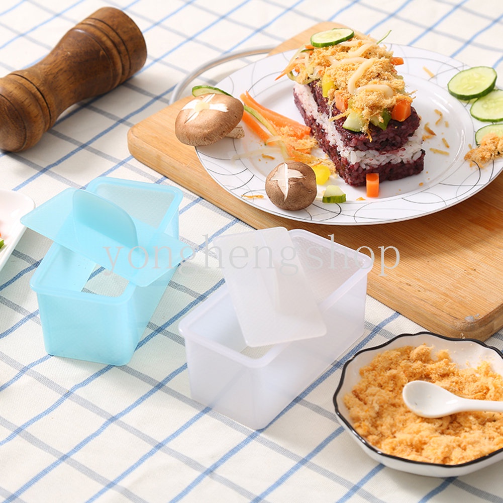 Khuôn Làm Cơm Nắm Nhiều Tầng Hình Chữ Nhật Phong Cách Nhật Bản DIY