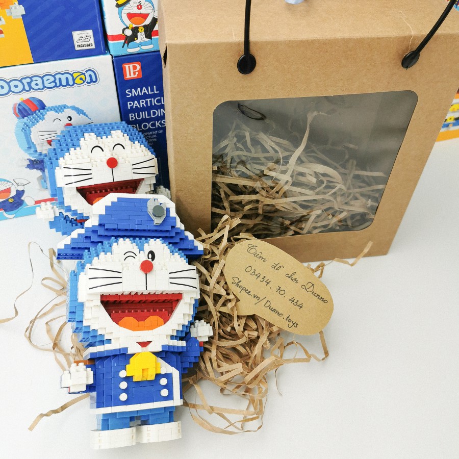 Combo 5 Hộp quà, hộp trưng bày Vintage kraft Châu Âu 400gsm - size 21cm x 18,8cm x 9,2cm đựng vừa Doraemon Balody