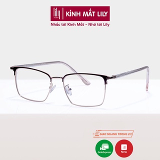 Gọng kính kim loại nam nữ Lilyeyewear mắt vuông thanh mảnh nhẹ nhàng màu sắc thời trang 1031