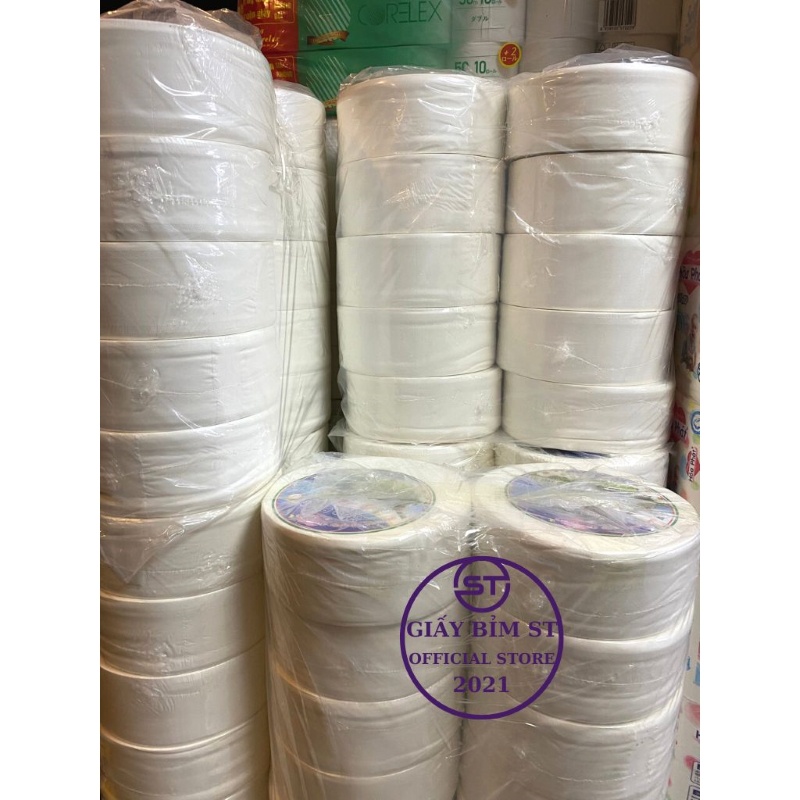 Giấy vệ sinh cuộn lớn công nghiệp Hòa Phát có lõi 2 lớp, 700g/cuộn cho nhà máy, nhà hàng, khách sạn