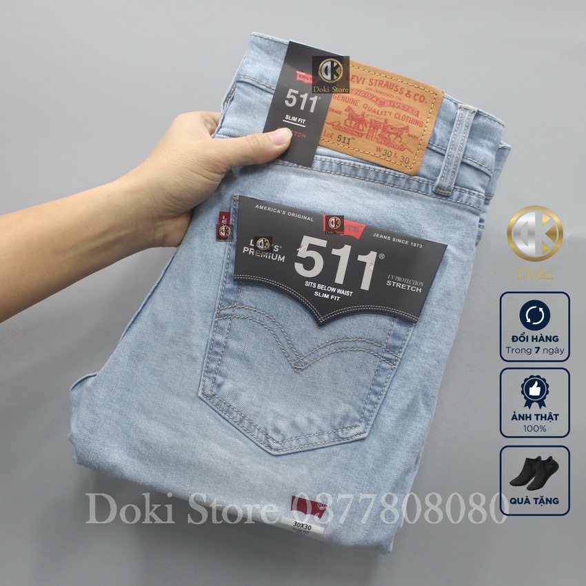 Quần Jean Nam, Quần bò nam Slim Màu Denim cực đẹp DK-18, vải co giãn thoải mái - Doki