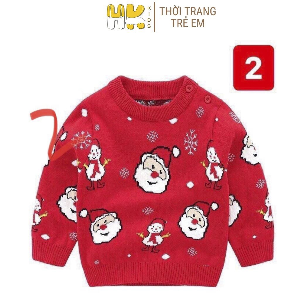 Áo len Noel cho bé HK KIDS, chất len cao cấp mềm mịn đanh lì cho bé diện trong mùa giáng sinh, size từ 1-8 tuổi