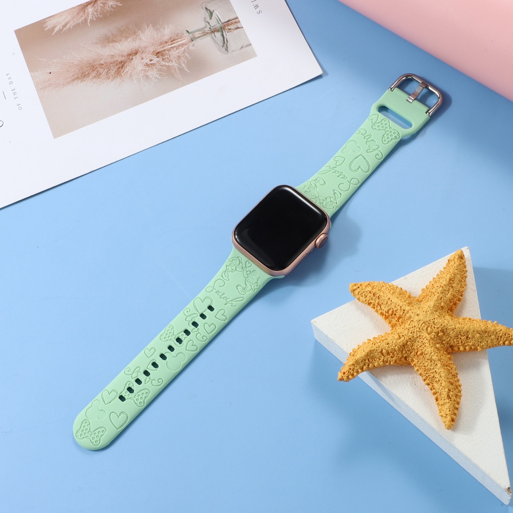 Dây Đeo Họa Tiết Hoạt Hình Mickey Minnie Cho Đồng Hồ Thông Minh Apple Watch 38mm 40mm 41mm 42mm 44mm 45mm Series 8 7 6 SE 5 4 3 2 1