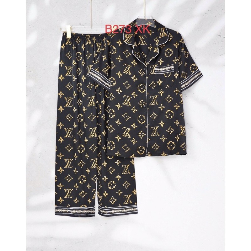 [Mã WASKT304 giảm 15% tối đa 30K đơn 99K] Bộ pijamma tay ngắn quần dài L V lụa satin cao cấp quảng châu | BigBuy360 - bigbuy360.vn