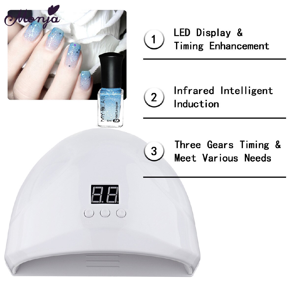 Monja 36W LED Lamp Nail Dryer 12 LEDs UV Ice Lamp For Drying Gel Polish Timer Auto Sensor Manicure Tools