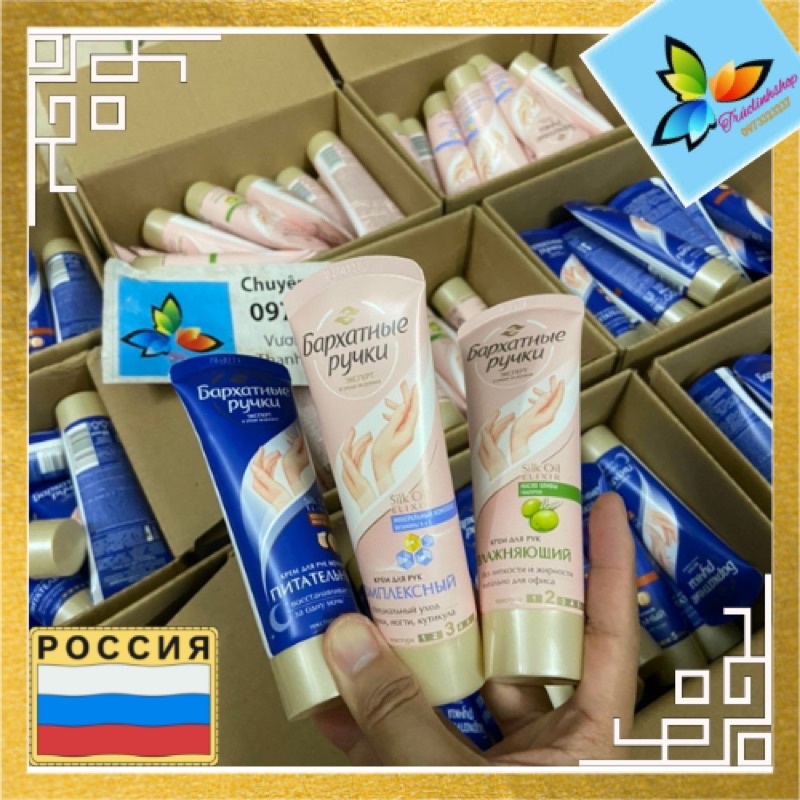 Kem dưỡng tay lụa Nga silky hands 80ml nga oliu xanh hạt dẻ đêm vitamin e a