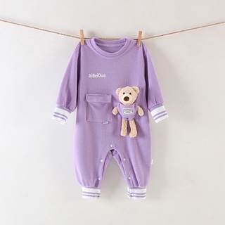 Quần áo trẻ em Body dài kèm chú gấu teddy bộ liền thân