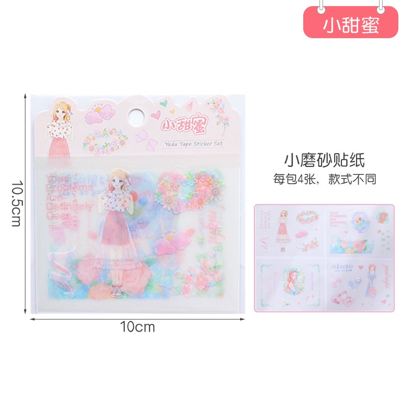 Set 4 Tờ Sticker Giấy Dán Trang Trí Họa Tiết Hoạt Hình Dễ Thương