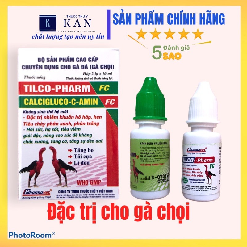 Tilco khống chế nhiễm khuẩn hô hấp, hen, tiêu chảy phân xanh, phân trắng tăng bo, tải cựa, lỳ đòn cho gà đá