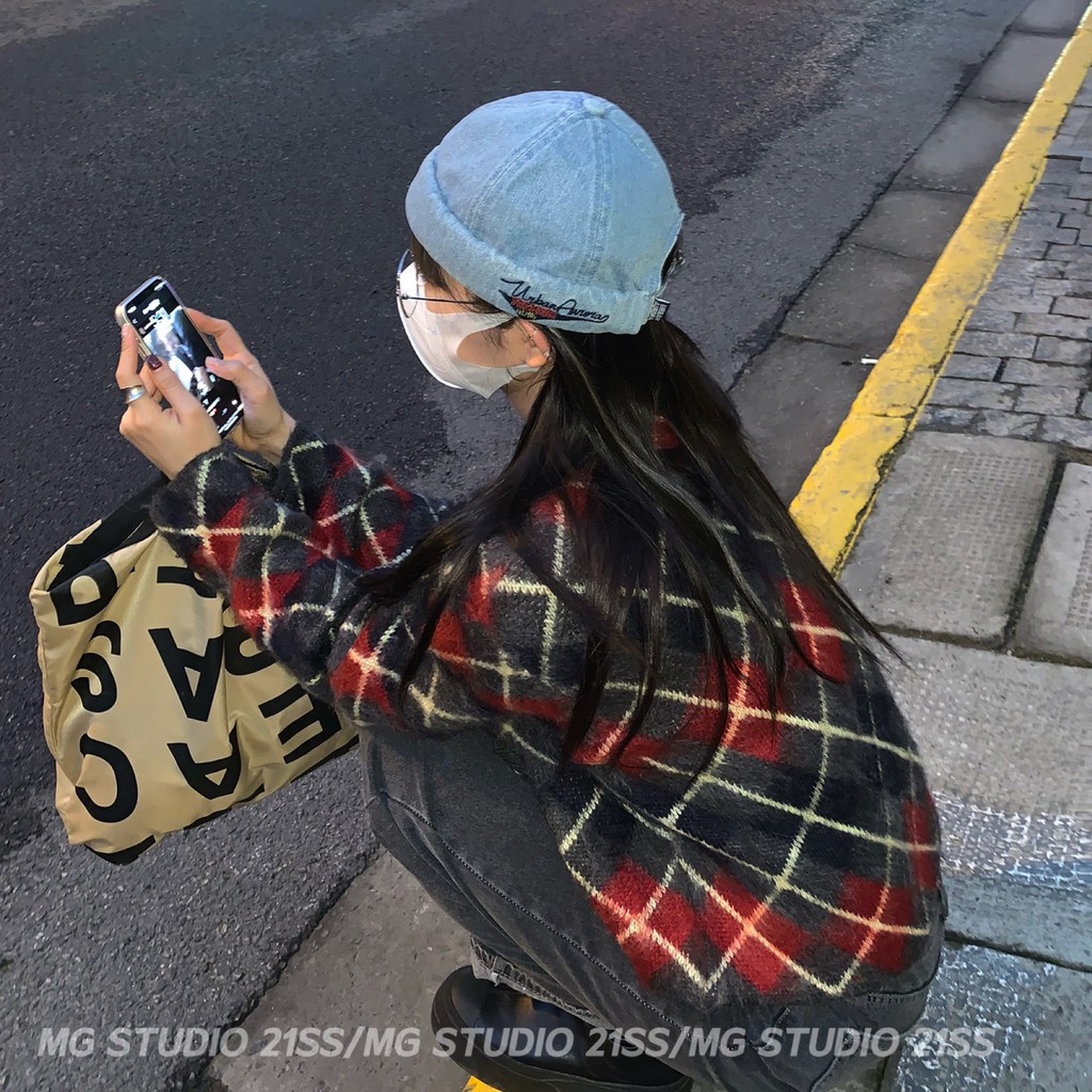 Mũ beret MG STUDIO bằng vải denim 3 màu tùy chọn