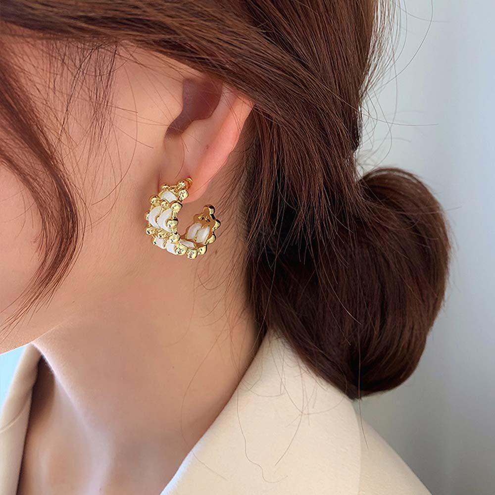 Khuyên Tai Tròn Bện Dây Phong Cách Hàn Quốc