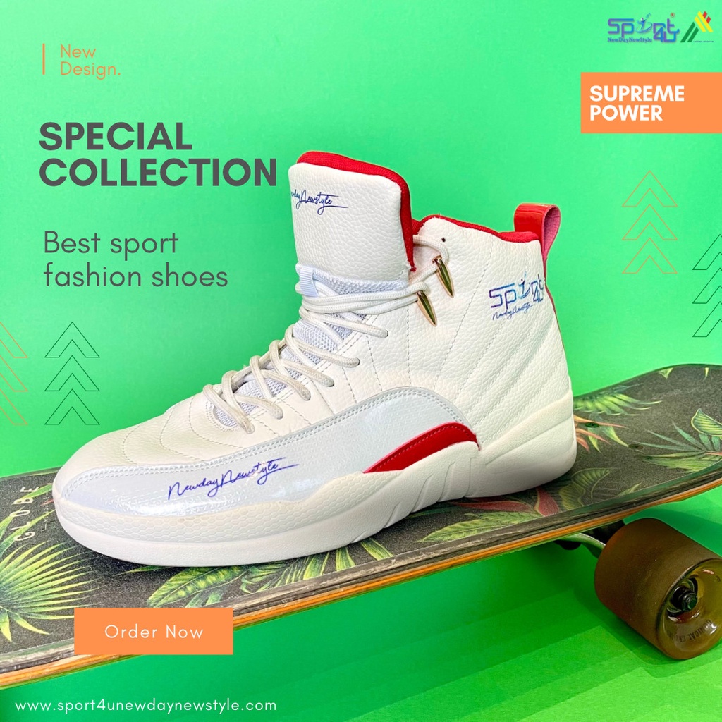 Giày thể thao nam - SUPREME POWER sneaker [phối màu Đỏ - Trắng]