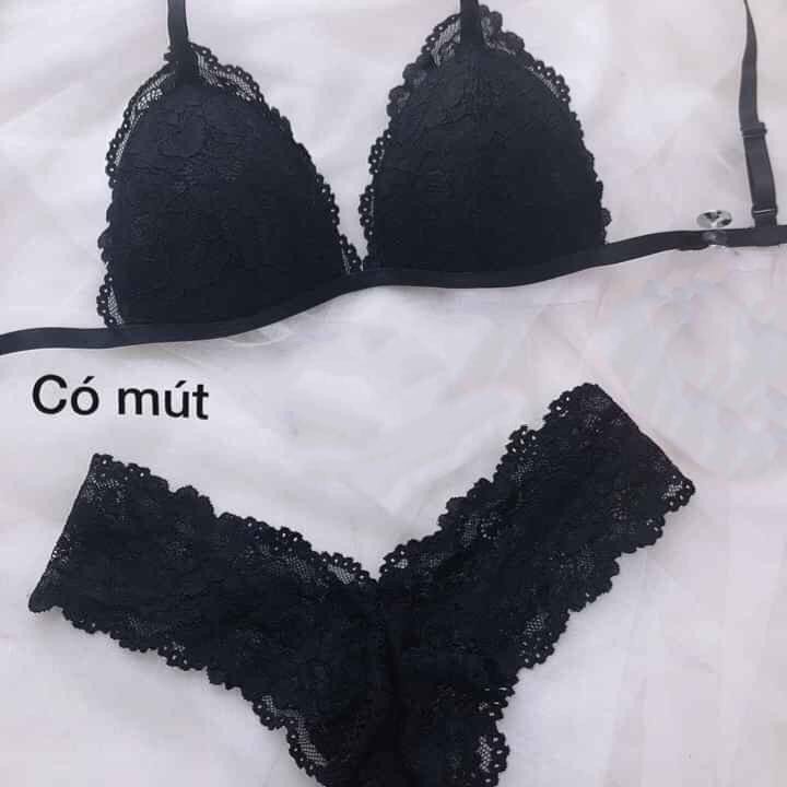 [ RẺ NHẤT SHOPEE ]  Bộ bra đen có mút mỏng sexy gợi cảm hàng thiết kế gồm quần lót và áo lót | BigBuy360 - bigbuy360.vn
