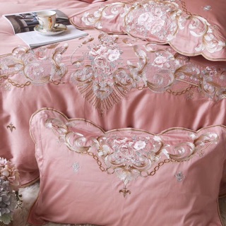 Bộ chăn ga cưới lụa thêu siêu cao cấp 80s