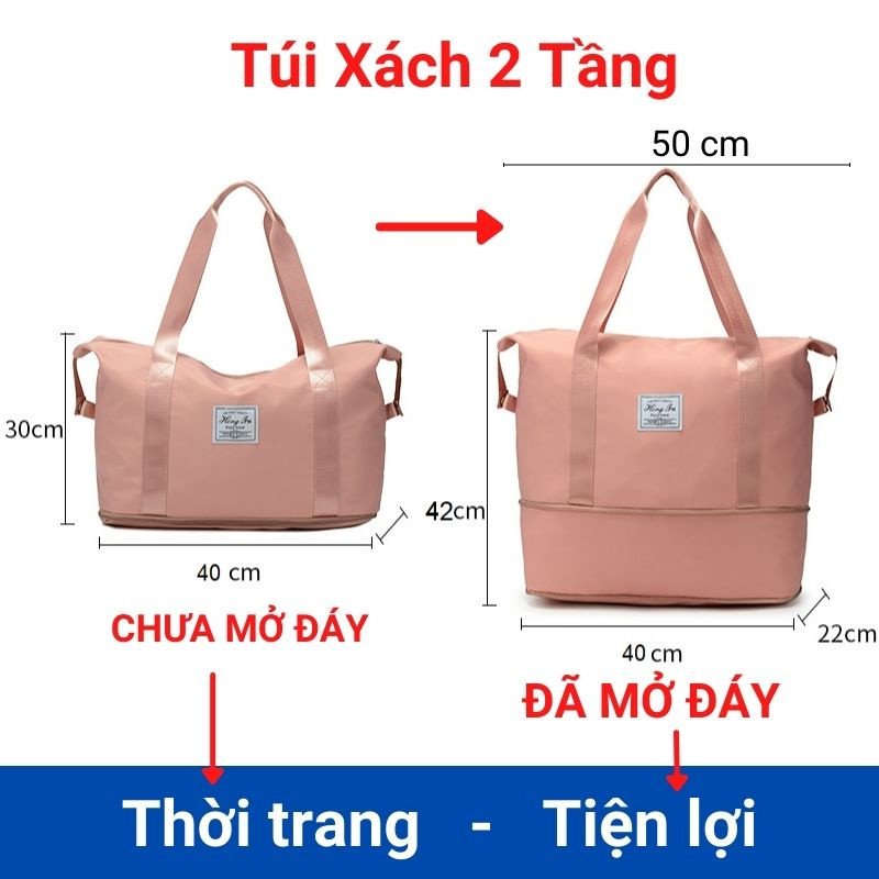 Túi Xách Du Lịch 2 Tầng Cỡ Lớn Hongfu Đựng Quần Áo Mỹ Phẩm Siêu Đẹp Siêu Bền Chống Thấm Nước