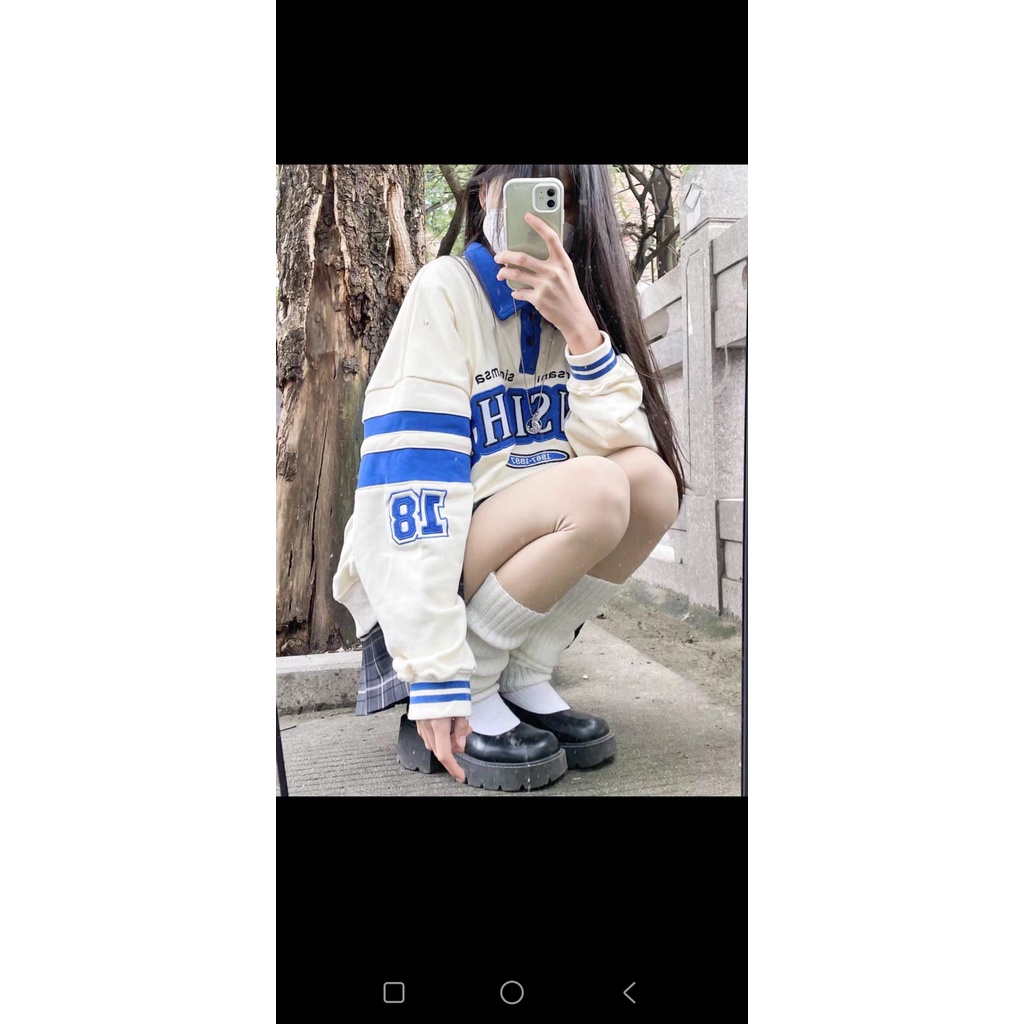 ( 2 Màu HotTrend ) Áo Nỉ Ngoại Dài Tay Cổ Bẻ   Cực Sịn Chất Ngoại Mặc Ấm Áp Vô Cùng - Form Style Hàn Quốc Trẻ Trung Động