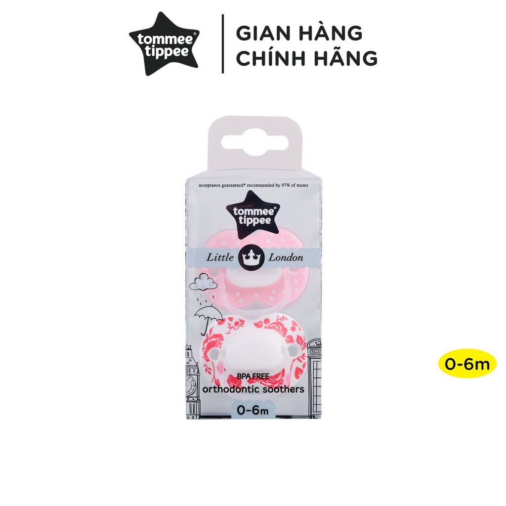 Ty ngậm cho bé Tommee Tippee Little London 0-6 tháng (vỉ 2 cái) - Hồng/Đỏ