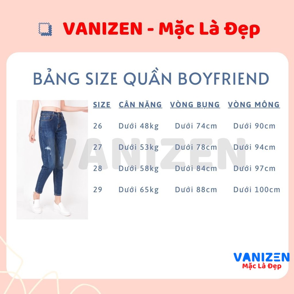 Quần jean nữ ống rộng baggy đẹp lưng cao cạp căn bản rách nhẹ hàng hiệu cao cấp mã 460 VANIZEN