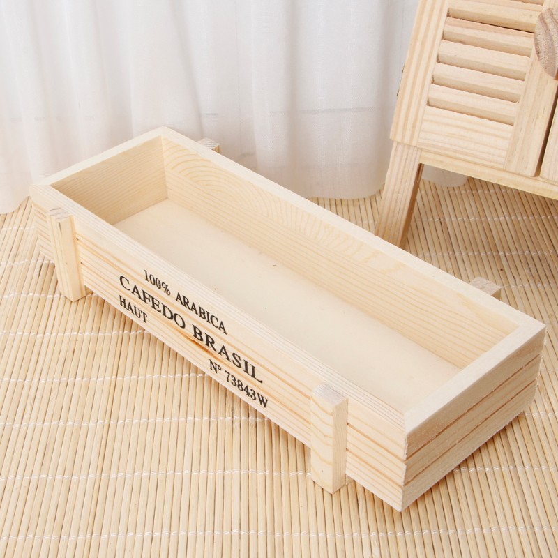 Chậu Trồng Cây Hình Chữ Nhật Bằng Gỗ Phong Cách Vintage
