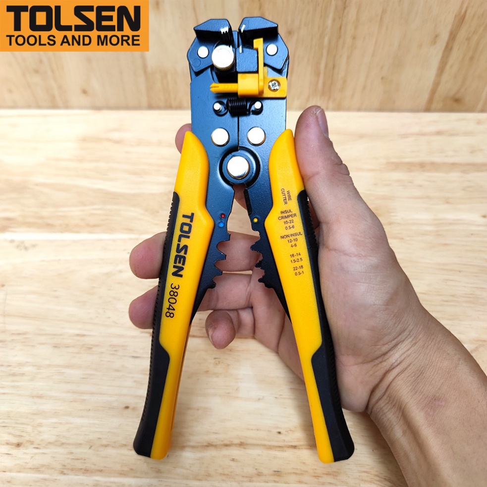 Kìm tuốt dây điện TOLSEN 38048 đen vàng