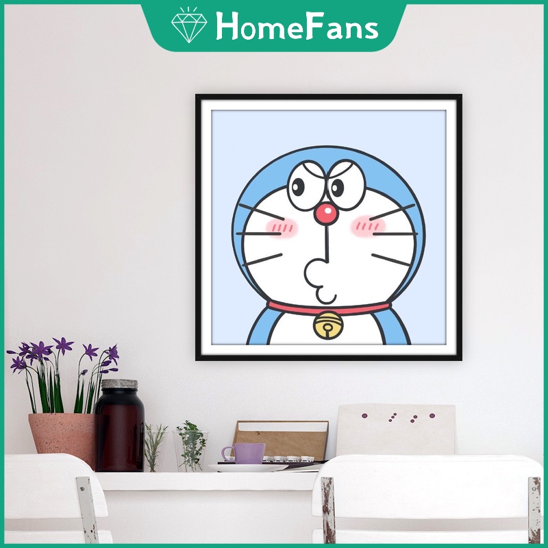 Bộ Tranh Đính Đá 5D Tự Làm 40x40cm Hình Doraemon Hoạt Hình Trang Trí Nhà Cửa