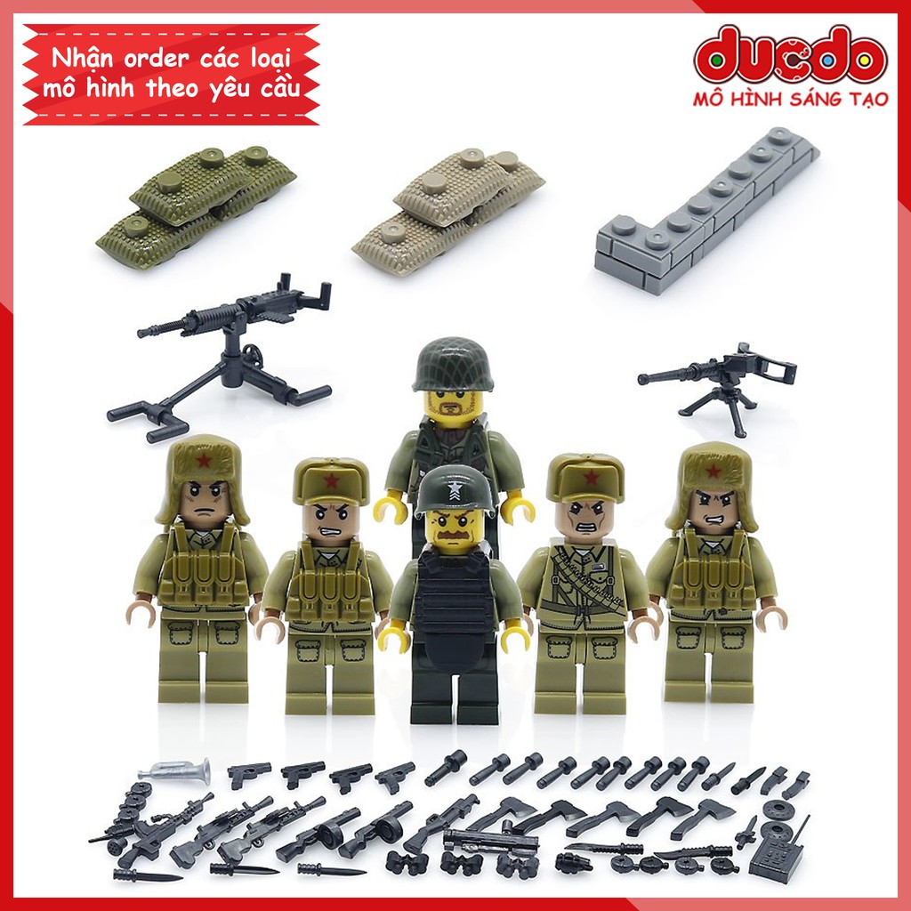 Combo đại chiến lính Tàu và đế quốc Mỹ - Đồ chơi Lắp ghép Xếp hình Mô hình Mini Minifigures lính Army WW2 D71008