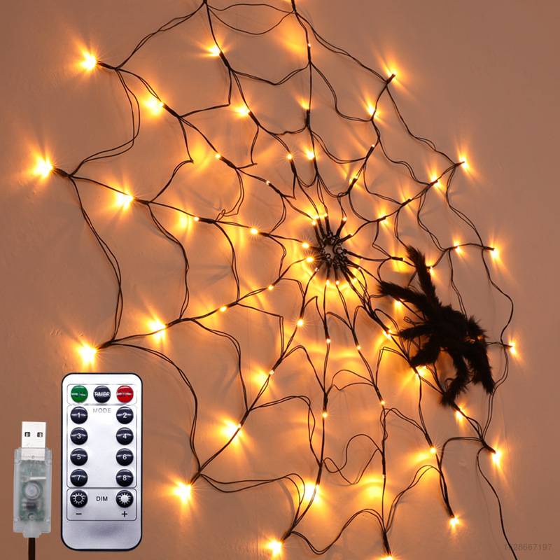 Đèn LED hình nón phù thủy và nhện trang trí Halloween mới