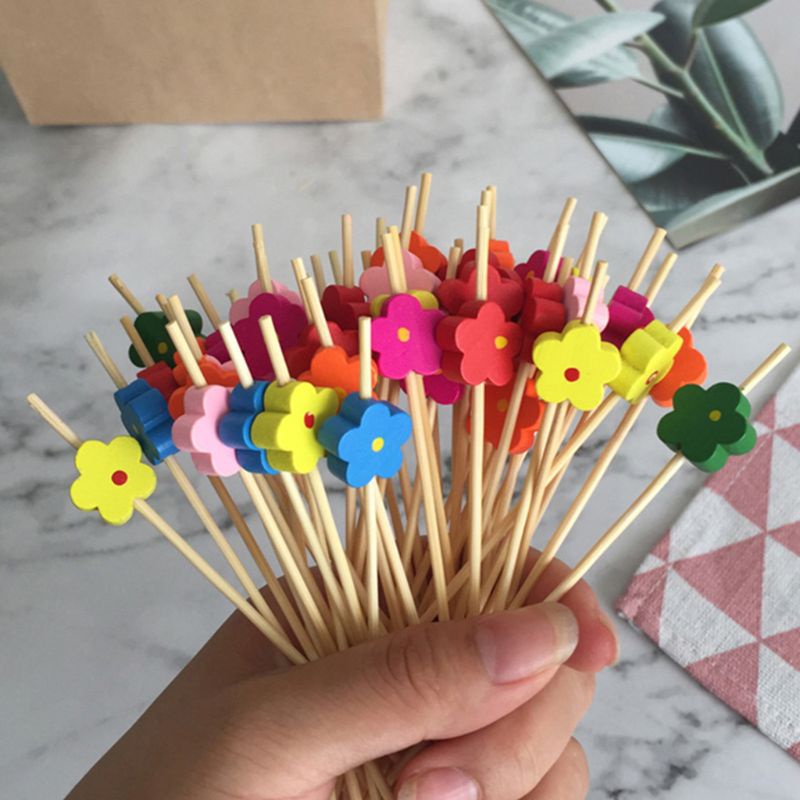 Set 100 Nĩa Ăn Trái Cây Hình Hoa Xinh Xắn