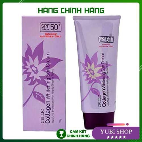 Kem Chống Nắng Cellio Tím - Kem Chống Nắng Cellio Collagen Whitening Sun Cream 70g Chính Hãng Hàn Quốc - Hh