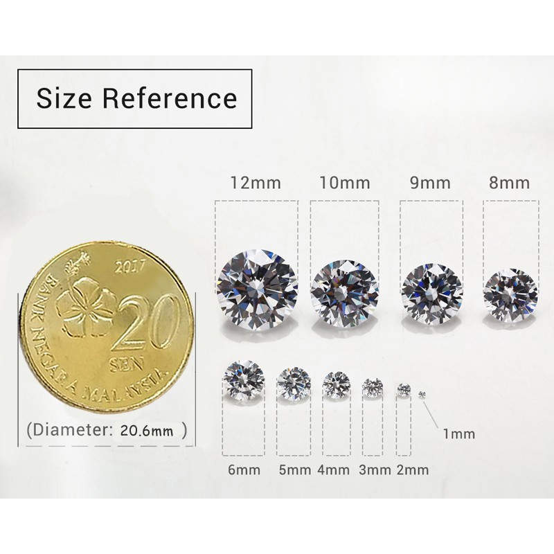 1 Hộp 15 Viên Đá Tròn Kích Thước 4mm-10mm