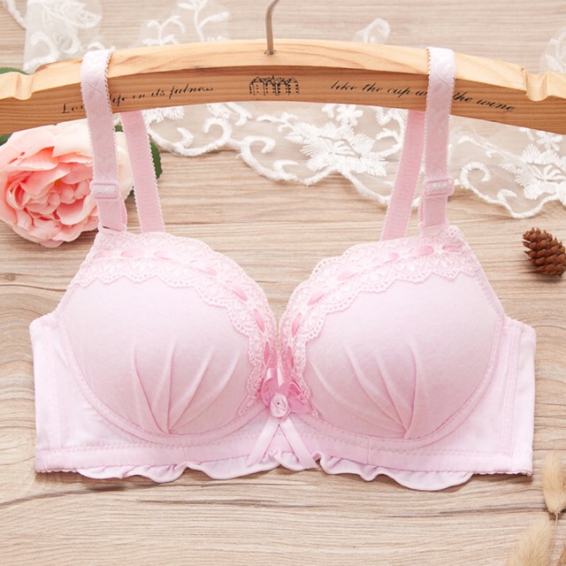 Áo ngực nữ màu trơn viền ren dễ thương siêu nâng ngực