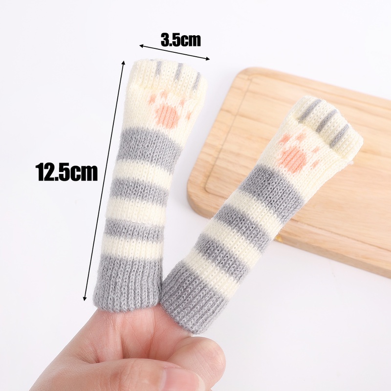 1 Vỏ Bọc Chân Ghế Hình Bàn Chân Mèo Bằng Len Dày Chống Mòn/Trượt/Trượt/Mòn Bảo Vệ Sàn Nhà