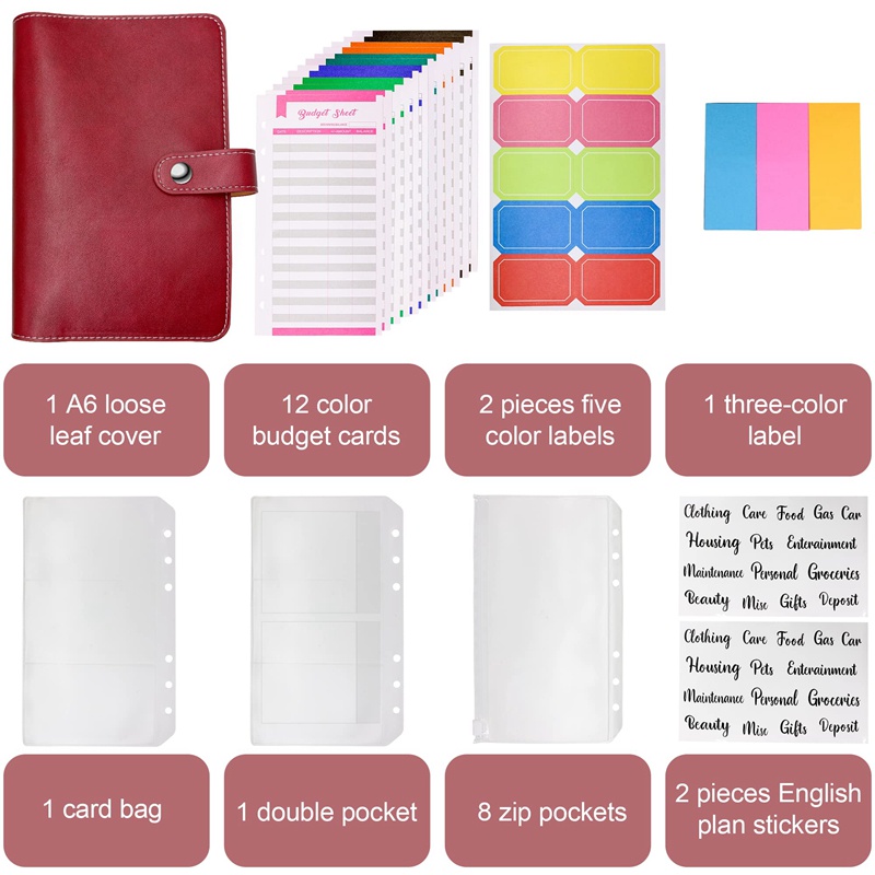 Sổ Tay Khổ A6 Có Túi Đựng Giấy Tờ Tiết Kiệm Tiền Tiện Lợi