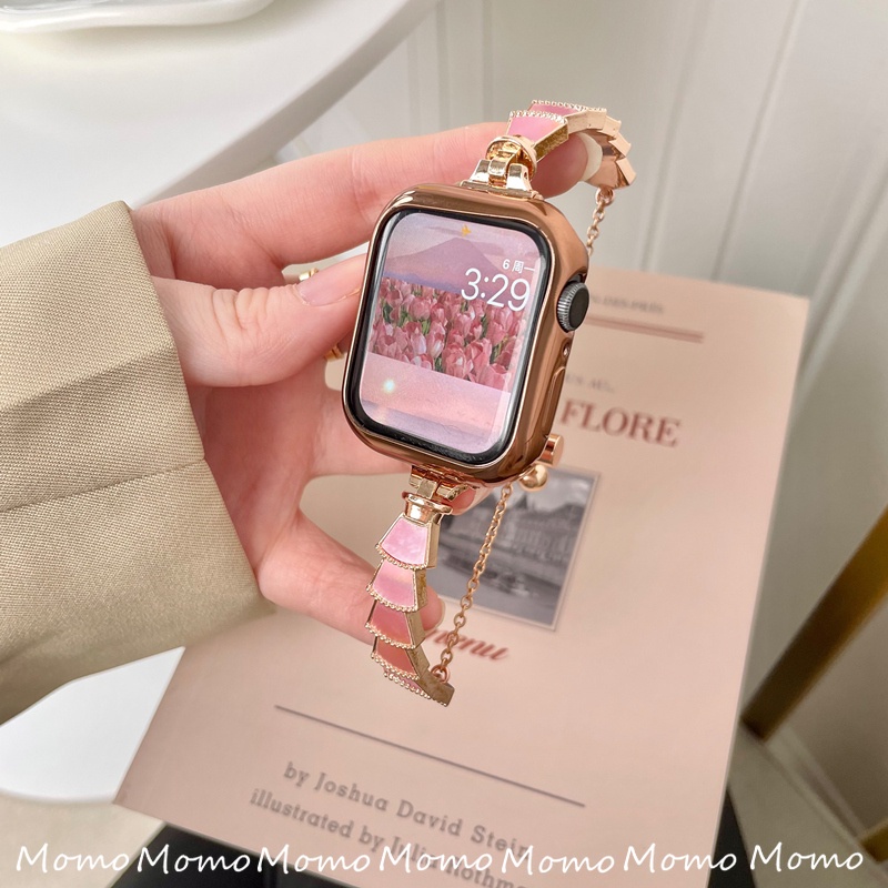 Dây Đồng Hồ Bằng Thép Không Gỉ 45mm 41mm 40mm 44mm Dành Cho iWatch 7 5 4 3 6 SE