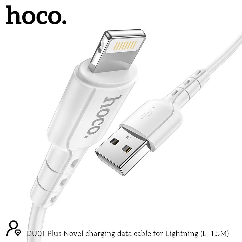 Cáp sạc nhanh Hoco DU01 cổng Lightning dài 1.5m 5V-2.4A - Chính hãng