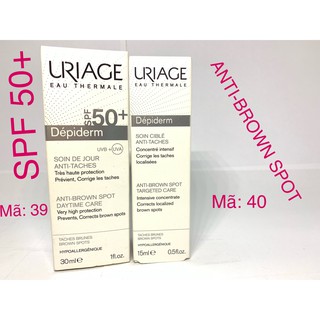 Uriage Eau Thermale Depiderm SPF 50+ (30 ml): Kem ngừa nám, tàn nhang ban ngày. Tặng kèm 2 chai Acne-Aid Cleaner (30 ml)