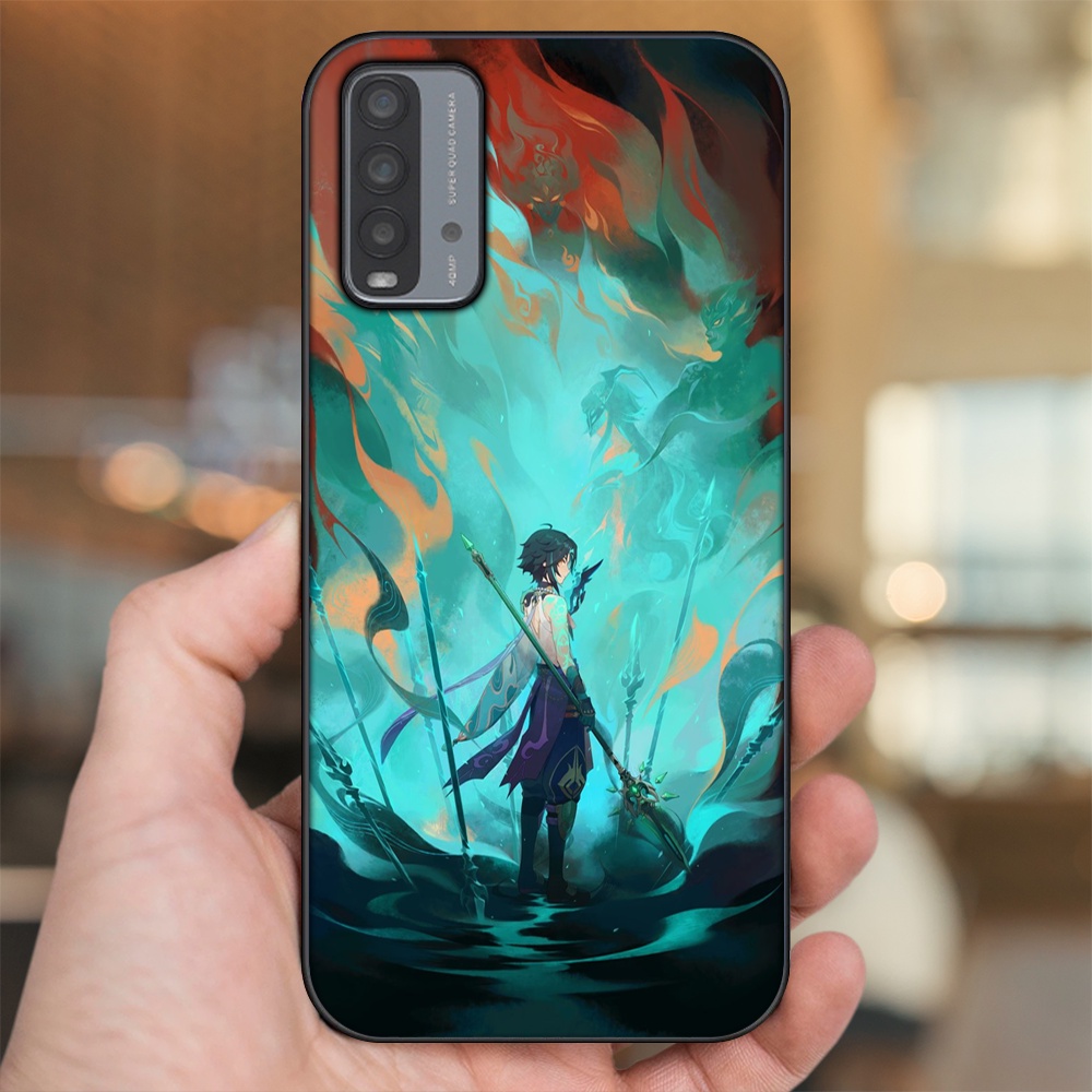 Ốp lưng Xiaomi Redmi 9T viền đen in hình Xiao Genshin Impact