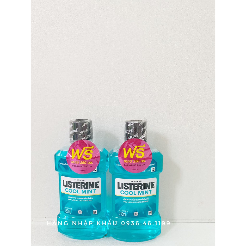 Bộ 2 chai 250ml/Chai Nước Súc Miệng khử mùi hôi,diệt khuẩn LISTERINE COOL MINT Thái Lan