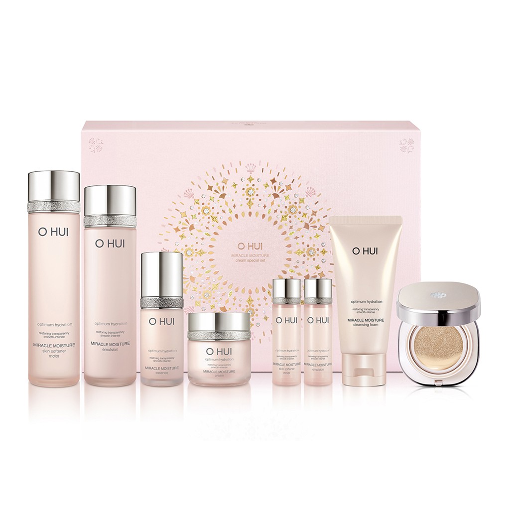 Bộ Dưỡng Ẩm 8 Món OHUI Miracle Moisture Special Set 8pcs 455ml