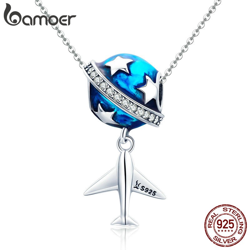 Mặt trang sức Bamoer chất liệu bạc 925 trang trí hình hành tinh tráng men