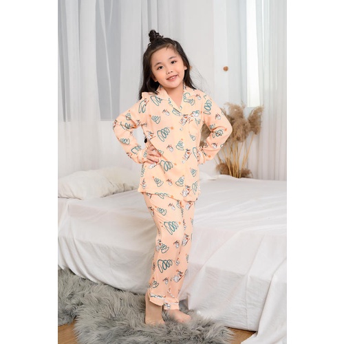 Bộ pijama lanh quần dài, áo dài bé gái b70.2002 - thời trang gia đình vt - ảnh sản phẩm 1