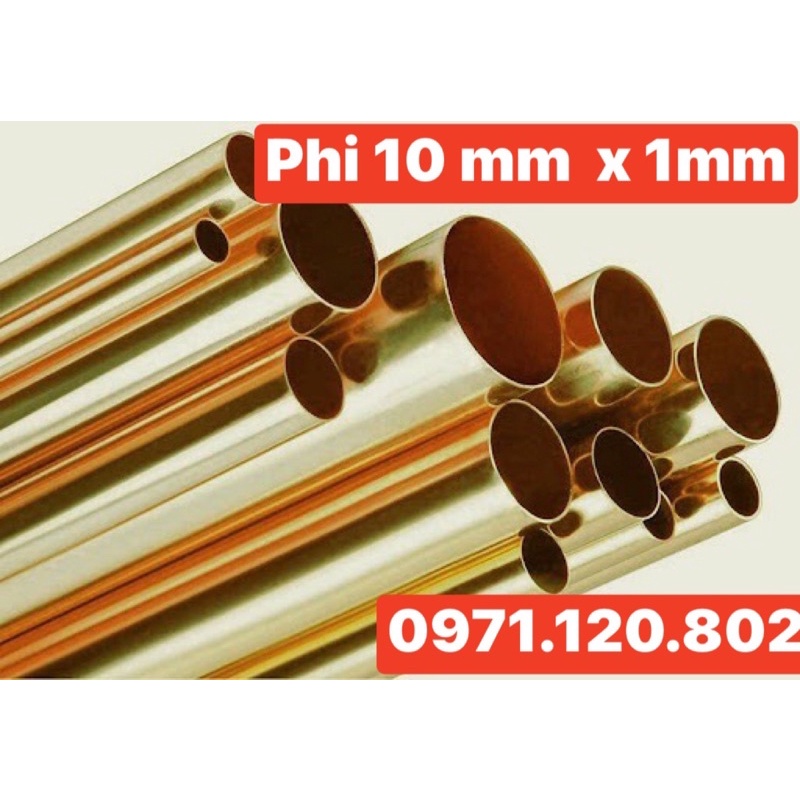 Ống đồng vàng phi 10mm x1mm x 3m( cắt 3 thanh mỗi thanh dài 1m)