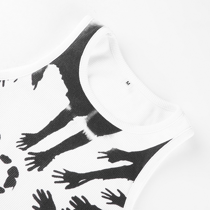 Áo Tank Top Cổ Tròn Dáng Ôm In Họa Tiết Nghệ Thuật Thời Trang Cho Nữ