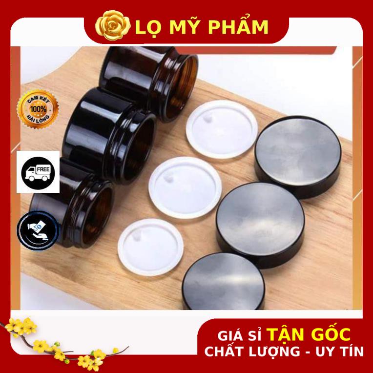 Hủ Đựng Kem ❤ GIÁ TỐT NHẤT ❤ Hủ đựng kem thủy tinh nâu 30g,50g đựng kem, chiết mỹ phẩm , phụ kiện du lịch