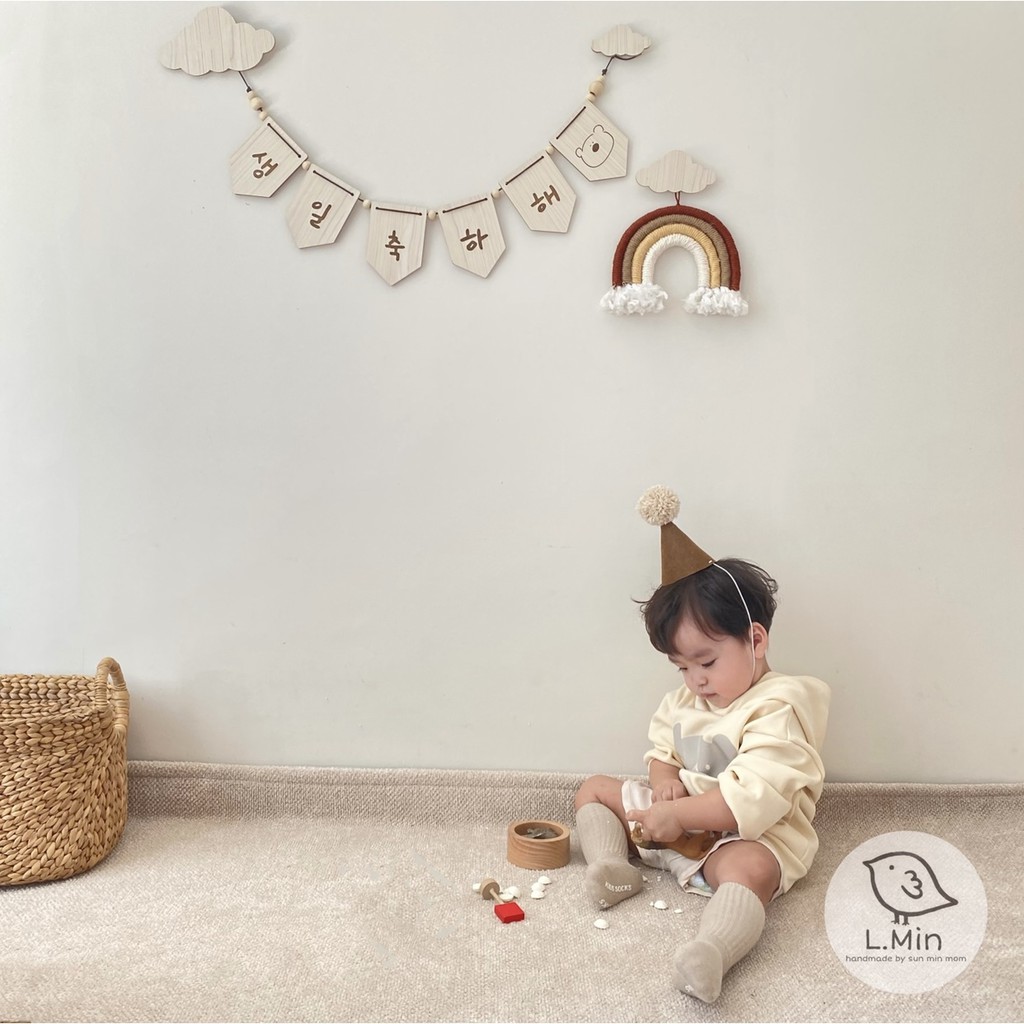 Cờ gỗ happy brithday tiếng hàn by lmin 생일 축하해
