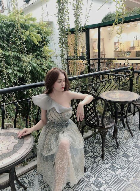 Đầm tầng lệch vai_ hàng thiết kế cao cấp