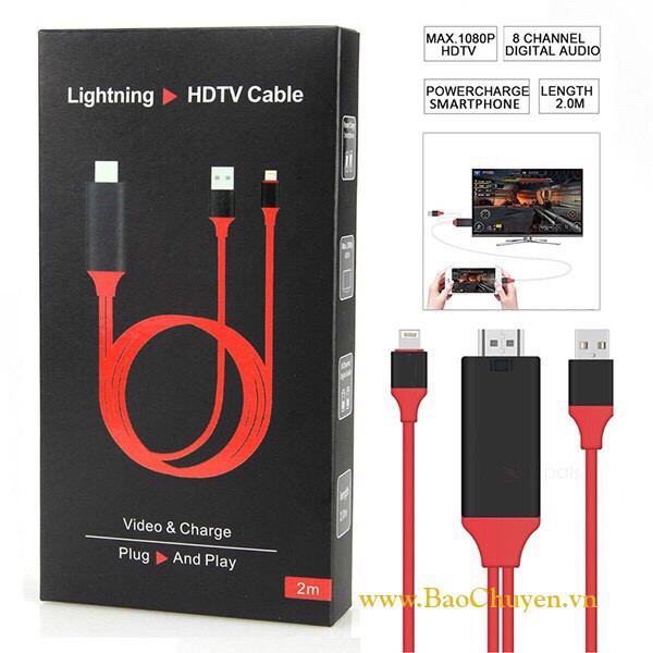 Cáp LIGHTNING RA HDMI HDMI Iphone Kết Nối Điện Thoại Ra TiVi Chất Lượng HD