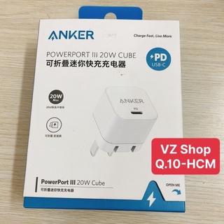 Chính hãng-Cóc /củ / cục sạc nhanh Anker Power Port PD Nano A2634 20W dùng sạc điện thoại, bảo hành 12 tháng