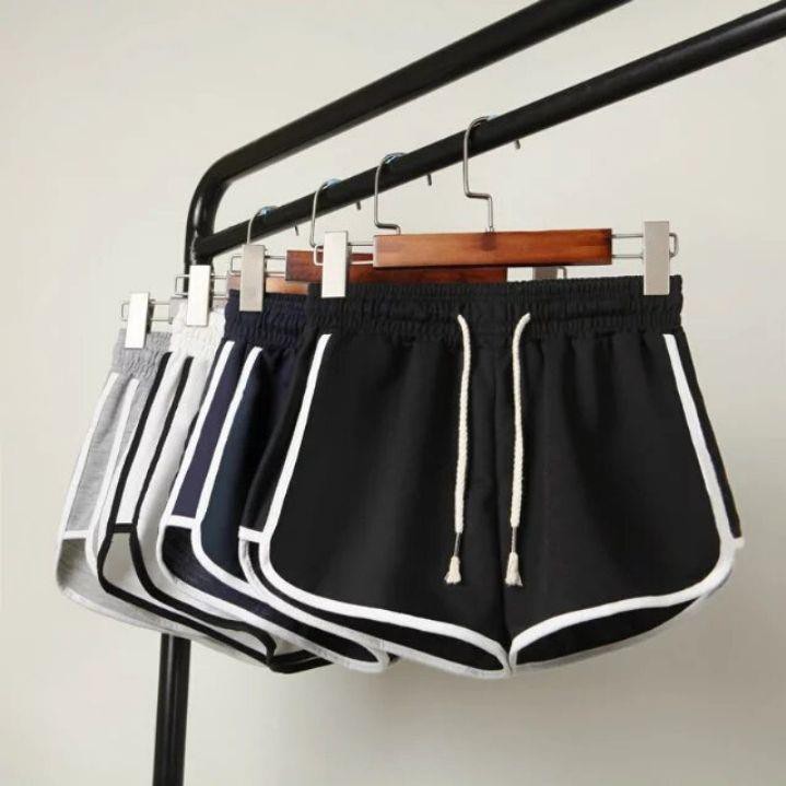 Quần sóc nữ 3 sọc màu trắng , đen có dây rút - quần short nữ tập thể thao, tập gym